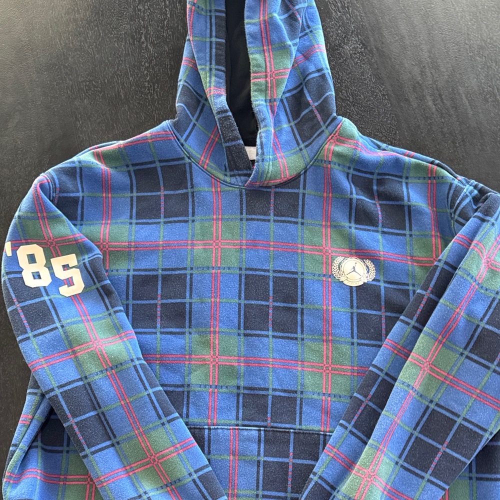 Jordan Blue and Green Plaid Hoodie